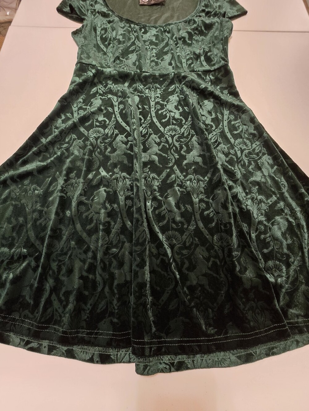 KILLSTAR Skater Dress Devilry Emerald Women's Small Whimsygoth Grunge Velour - Picture 9 of 12
